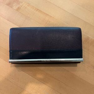 See By Chloe Continental Pebbled Leather Wallet Burgandy, Gold, and Black